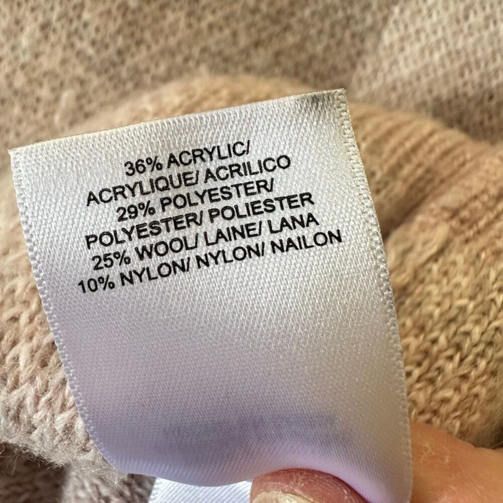 LUCKY BRAND Camo Wool Blend Pullover Sweater Crew Neck Size SMALL Light Pink - Picture 10 of 11